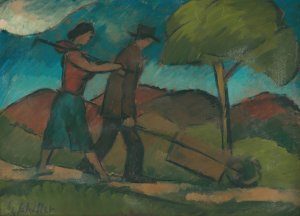 Z prace by Gejza Schiller Oil Painting