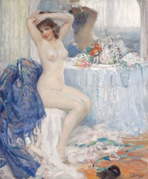 At Her Toilette by Gennaro Befanio Oil Painting