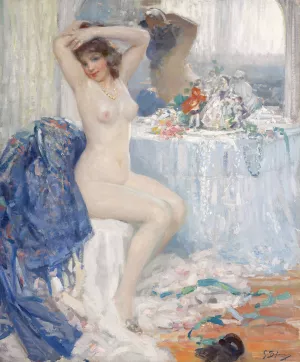 At Her Toilette by Gennaro Befanio Oil Painting