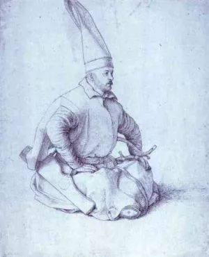 A Turkish Janissary painting by Gentile Bellini