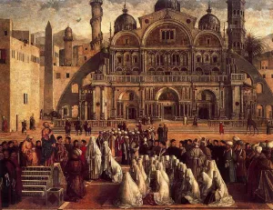 Predicacion de San Marcos en Alejandria by Gentile Bellini - Oil Painting Reproduction