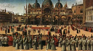 Procession in Piazza S. Marco by Gentile Bellini Oil Painting