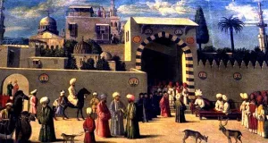 Recognition of the Ambassador Domenico Trevisano at Alicatre Oil painting by Gentile Bellini