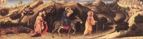 Main Product Photo of Rest During the Flight into Egypt Painting by Gentile Da Fabriano