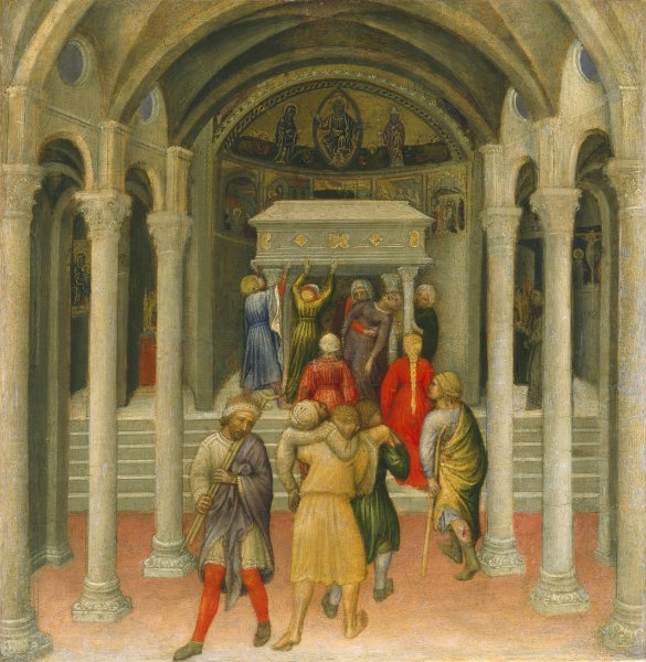 The Crippled and Sick Cured at the Tomb of Saint Nicholas  by Gentile Da Fabriano - Hand-Painted Oil Painting Reproduction