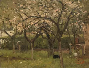 Blossoming Tree in an Orchard by Geo Poggenbeek Oil Painting