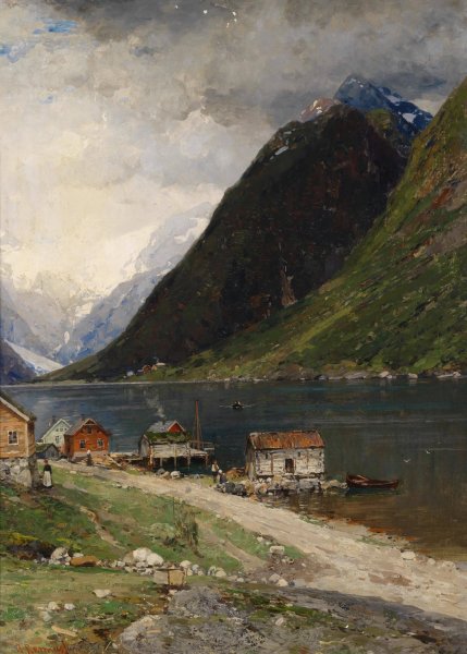 Fjordlandschaft by Georg Anton Rasmussen - Hand-Painted Oil Painting Reproduction