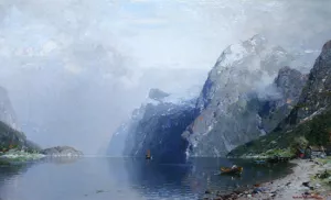 Norwegian Fjord Oil painting by Georg Anton Rasmussen