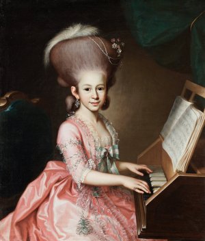 Portrait Of A Young Lady At The Clavichord, Said To Be Henriette Haussmann by Georg Anton Urlaub Oil Painting