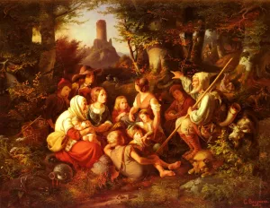 Der Erzahler by Georg Bergmann Oil Painting