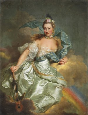 Allegorisk fremstilling af ung pige svaevende pa en sky by Georg David Matthieu Oil Painting