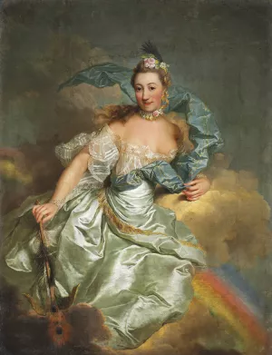 Allegorisk fremstilling af ung pige svaevende pa en sky by Georg David Matthieu Oil Painting