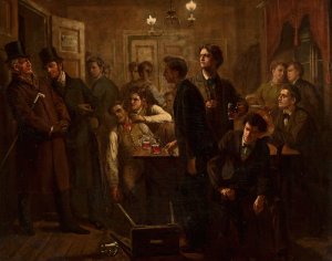 Scene from a beer-house or a tavern by Georg David Salomon Knorr Oil Painting