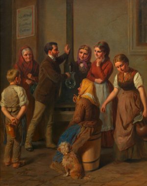 Beim Auslaufbrunnen by Georg Decker Oil Painting