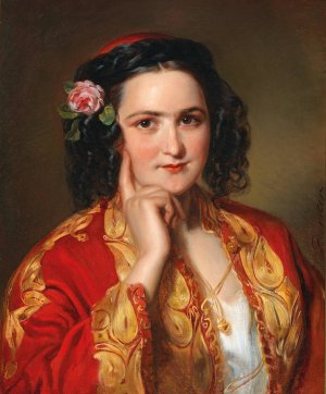 Bildnis einer jungen Frau in griechischer Tracht by Georg Decker Oil Painting