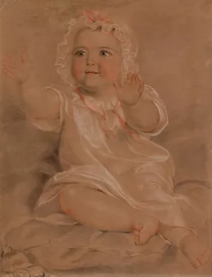 Bildnis eines Wickelkindes mit ausgestreckten armchen by Georg Decker Oil Painting