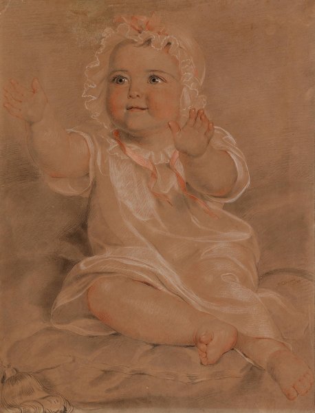 Bildnis eines Wickelkindes mit ausgestreckten armchen by Georg Decker - Hand-Painted Oil Painting Reproduction