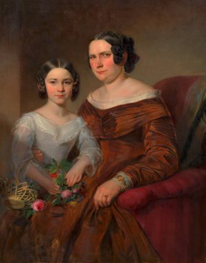 Frau und Tochter des Polizeioffiziers Josef Moser by Georg Decker Oil Painting