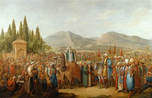 The arrival of the Mahmal at an oasis en route to Mecca by Georg Emanuel Opiz Oil Painting