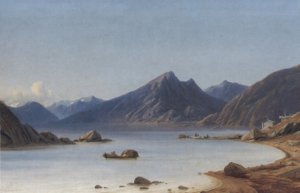 Fishing on a Fjord by Georg Emil Libert Oil Painting