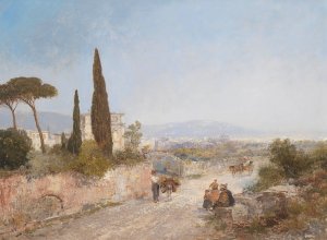 Landschaft mit Blick auf Florenz by Georg Fischhof Oil Painting