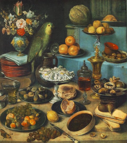Still-Life with Parrot by Georg Flegel - Hand-Painted Oil Painting Reproduction