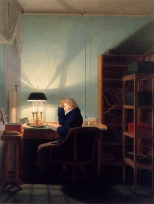 Man Reading at Lamplight by Georg Friedrich Kersting Oil Painting