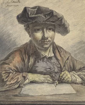Self-Portrait Sketching Oil painting by Georg Friedrich Schmidt