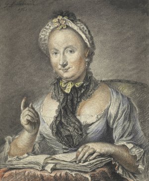 The Artist's Wife With A Book by Georg Friedrich Schmidt Oil Painting
