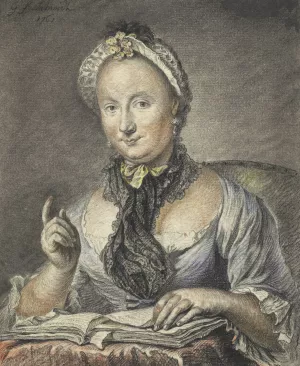 The Artist's Wife With A Book by Georg Friedrich Schmidt Oil Painting