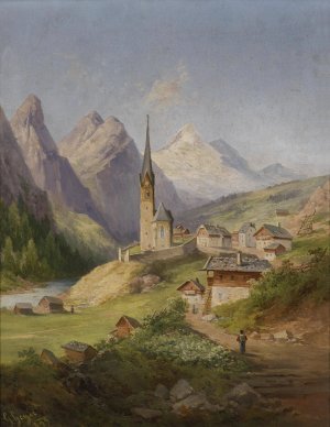 Blick auf Heiligenblut by Georg Geyer Oil Painting