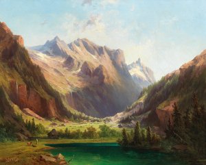The Stappitzersee near Mallnitz, Carinthia; Sauleck, KOlberspitze and Seebachalpe by Georg Geyer Oil Painting