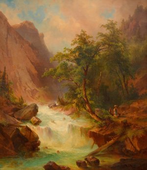 Wildbach in Gebirgslandschaft by Georg Geyer Oil Painting