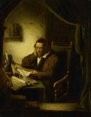 Old Man in his Study by Georg Gillis Van Haanen Oil Painting