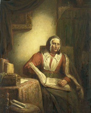 Old Woman Reading by Georg Gillis Van Haanen Oil Painting