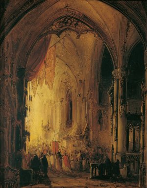 Prozession in einer Kathedrale by Georg Gillis Van Haanen Oil Painting