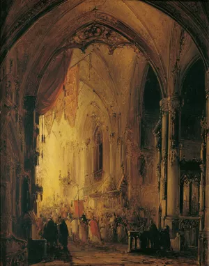 Prozession in einer Kathedrale by Georg Gillis Van Haanen Oil Painting
