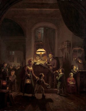The Night School by Georg Gillis Van Haanen Oil Painting