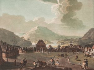 Vue d'une Place dans la ville de Bergen by Georg Haas Oil Painting