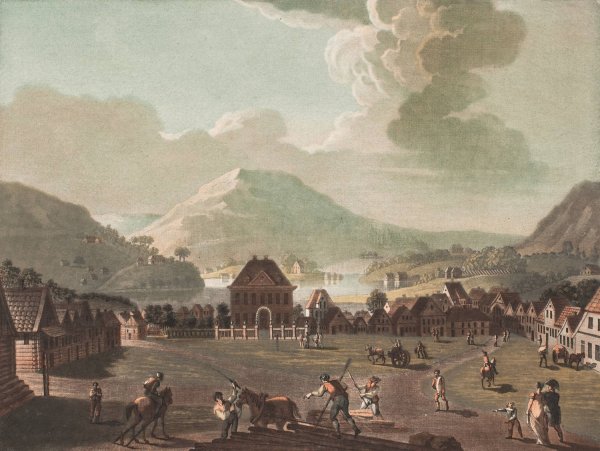 Main Product Photo of Vue d'une Place dans la ville de Bergen  Painting by Georg Haas