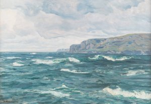 North sea coast by Georg Hacker Oil Painting
