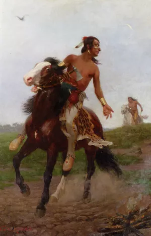 The Indian Braves by Georg Heinrich Kuhrner Oil Painting