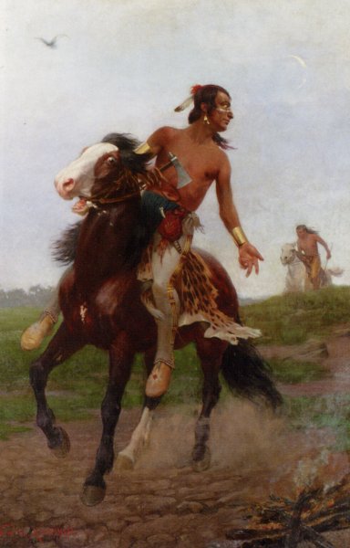 The Indian Braves by Georg Heinrich Kuhrner - Hand-Painted Oil Painting Reproduction