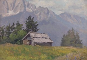 Hutte auf der Waucha-Alm by Georg Holub Oil Painting
