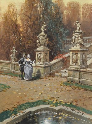 An der Parkstiege by Georg Janny Oil Painting