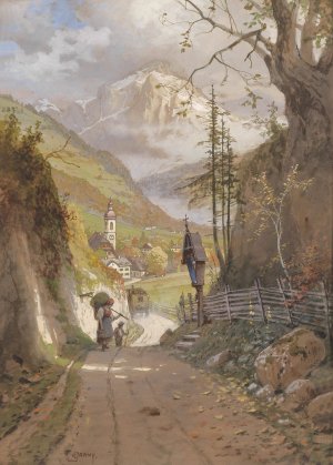 Blick auf Ramsau bei Berchtesgaden by Georg Janny Oil Painting