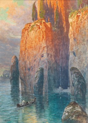 Die Toteninsel by Georg Janny Oil Painting