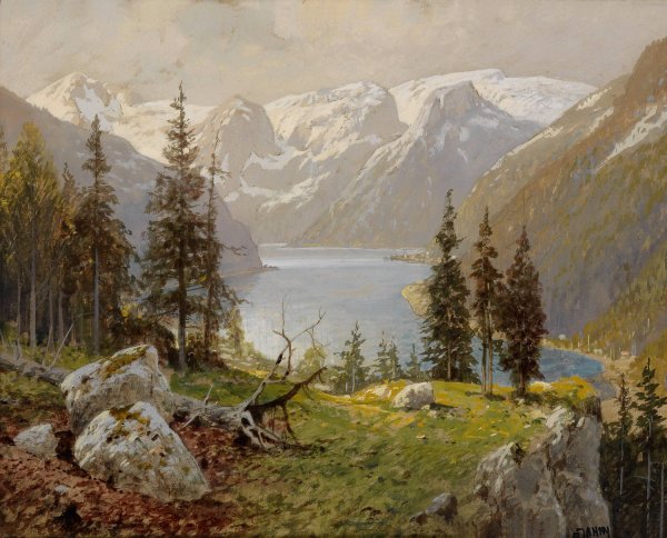 Hallstadter See by Georg Janny - Hand-Painted Oil Painting Reproduction