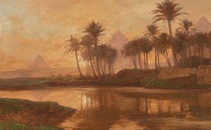 Abendstimmung vor den Pyramiden by Georg Macco Oil Painting