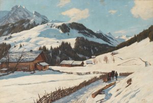 Sonniger Wintertag in den Bergen by Georg Macco Oil Painting